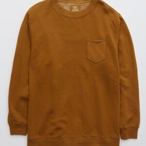 Aerie The Sweat Everyday Cozy Crew Neck Camel Oversized Sweatshirt Size Large